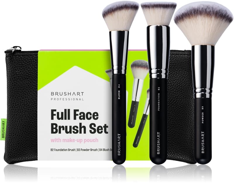 Professional Full Face brush set with makeup pouch zestaw pędzli z kosmetyczką Black