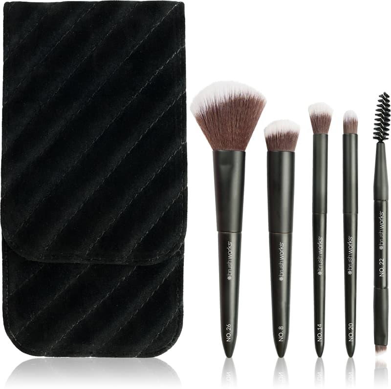 Mini Travel Face & Eye Brush Set podróżny zestaw pędzli do makijażu z etui